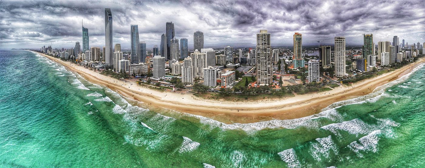 Aerial view of Main Beach, Surfers Paradise